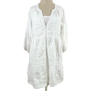 Dylan Anthropologie Women's Dress White Cotton Lined Long Sleeves Boho Size XS